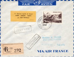 France-Tahiti, Paris-Papete 1950 Registered FFC / First Flight Cover "Air France" AF 20 - Primeros Vuelos