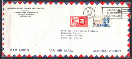 Lettre  Cachet OTTAWA  Le 8 Aug 1963   Pour  PARIS  Envel  De L AMBASSADE De FRANCE Au CANADA Par Avion - Lettres & Documents