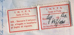 ITALIA - CROATIA - CERTIFICATO ISTITUTO FASCISTA - Comune Di POLA - Risposta Bolo - Complet. - 1942 - RARE - Fiscales