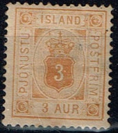 Islande - 1876 - Y&T Service N° 3 A, Dent. 14 X 13 1/2, Neuf Avec Trace De Charnière - Dienstmarken