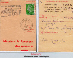 MARIANNE DE CHEFFER - 16/9/1974: Affranchissement Quittance D'un Mandat Postal - 1967-1970 Maríanne De Cheffer