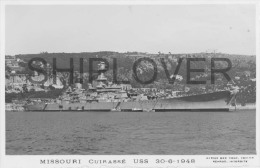 Cuirassé USS MISSOURI à Villefranche (US Navy) - Carte Photo éd. Marius Bar - Bateau/ship/schiff - Oorlog