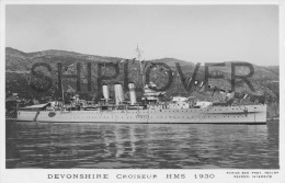 Croiseur HMS DEVONSHIRE à Villefranche (Royal Navy) - Carte Photo éd. Marius Bar - Bateau/ship/schiff - Guerra