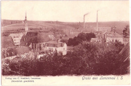 Gruss Aus LUNZENAU Sachsen Kirche Fabrik Ungeteilte Rückseite Um 1905 Ungelaufen - Lunzenau