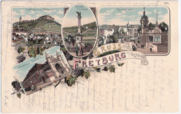 Gruss Aus FREYBURG An Der Unstrut Sectkellerei Sekt Turnhalle Jahnhaus Color Litho 14.9.1908 Gelaufen - Freyburg A. D. Unstrut