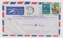 AFRIQUE DU SUD LETTRE COVER PER LUGPOS EAST LONDON 27 FÉVRIER 1962 VERS MASUREL FILS SA ROUBAIX NORD  - 2 Scans - - Cartas & Documentos