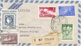 11929. Frontal Certifcado Aereo  ROSARIO (Argentina) 1956 A Barcelona - Covers & Documents