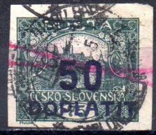 CZECHOSLOVAKIA 1928 Postage Due - Hradcany Castle Overprinted Doplatit -  50 On 75h. - Green  FU - Portomarken