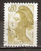 Timbre France Y&T N°2241 (03) Obl. Liberté De Gandon. 0 F. 80. Brun-olive. Cote 0.15 € - 1982-1990 Liberté De Gandon