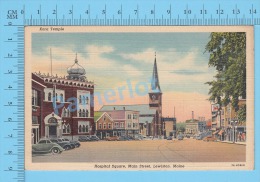 CPSM, Lewiston ( Used 1946, Kora Temple Hospital Square Main Street, Cover Port & Boston RPO) Linen Postcard Recto/V - Lewiston