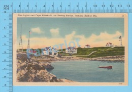 CPSM, Maine ( 1944, Cape Elisabeth Life Saving Station Cover Portland 1944Trans Office) Linen Postcard Recto/Verso - Portland