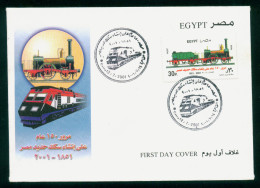 EGYPT / 2001 / EGYPTIAN RAILWAYS : 150TH ANNIV. / STEAM LOCOMOTIVE / FDC - Briefe U. Dokumente