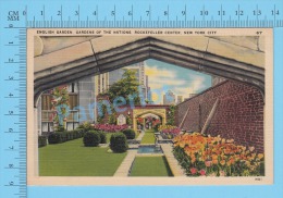 CPSM, New York ( English Garden, Gardens Of The Nation, Rockefeller Center ) Linen Postcard Recto/Verso - Manhattan