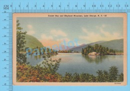 CPSM, New York  ( Lake George And Elephant Mountain ) Linen Postcard Recto/Verso - Lake George