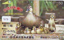 Télécarte Japon * OISEAU * CANARD * (417) MANDARIN * DUCK BIRD PHONECARD JAPAN * ENTE VOGEL * TELEFONKARTE * EEND - Gallinaceans & Pheasants