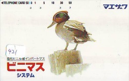 Télécarte Japon * OISEAU * CANARD * (421) MANDARIN * DUCK BIRD PHONECARD JAPAN * ENTE VOGEL * TELEFONKARTE * EEND - Gallinacés & Faisans