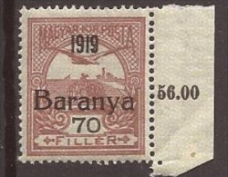 1919  12-4   BARANYA  UNGARN SERBIA JUGOSLAVIJA OVERPRINT  INTERESSANT  - TYP II NEVER HINGED - Baranya