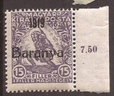 1919  15-7   BARANYA  UNGARN SERBIA JUGOSLAVIJA OVERPRINT  INTERESSANT  - TYP II NEVER HINGED - Baranya