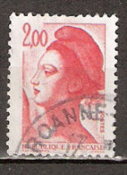 Timbre France Y&T N°2274 (03) Obl. Liberté De Gandon. 2 F. 00. Rouge. Cote 0.15 € - 1982-1990 Vrijheid Van Gandon