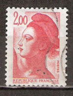 Timbre France Y&T N°2274 (04) Obl. Liberté De Gandon. 2 F. 00. Rouge. Cote 0.15 € - 1982-1990 Libertà Di Gandon