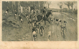 Chasse à Courre - Chiens - Chien - Dogs - Dog - Chevaux - Illustrateur J Sanderson Wells - Photogravure - état - Hunting