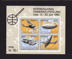 Norvegia-Norge ** -X- 1980 - Aviation - Aviazione Foglietto.  MNH - Blocks & Kleinbögen