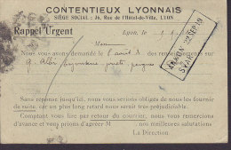 France Postal Stationery Ganzsache Entier Semeuse PRINT PRIVÉ, CONTENTIEUX LYONNAIS, LYON 1919 To Finland (2 Scans) - Cartes Postales Repiquages (avant 1995)