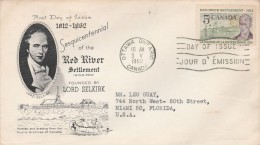 CANADA FDC SESQUICENTENNIAL OF THE RED RIVER SETTLEMENT OTTAWA 3/5/1962       TDA44 - 1961-1970
