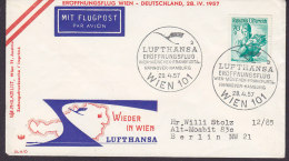 Austria Flugpost Par Avion Erstflug 1st Flight Lufthansa WIEN - DEUTSCHLAND 1957 Cover Brief (2 Scans) - Other & Unclassified