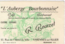 ALLIER   @@    VARENNES-sur-ALLIER   ** L'AUBERGE BOURBONNAISE - Visiting Cards