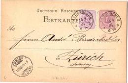 MIN  L 2 - ALLEMAGNE Entier Postal De Saarbrücken 1881 Pour Zürich Thème Mines - Minéraux - Charbon - Briefkaarten