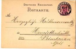 MIN 7 - ALLEMAGNE Entier Postal De GOTTESBERG 1889 Schlesische Kohlen- & Cokes-Werke Thème Mines - Minéraux - Charbon - Tarjetas