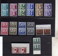 GREAT BRITAIN - GRAN BRETAGNA 1970 1975 POSTAGE DUE SEGNATASSE TASSE FULL SET PAIR COPPIA SERIE COMPLETA MNH - Strafportzegels