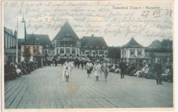 Ostseebad Zoppot Kurgarten Belebt Grünlich 28.6.1928 Freie Stadt Danzig Briefmarke Gelaufen - Danzig
