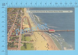 CPSM, Florida ( Daytona Beach From The Air ) Linen Postcard Recto/Verso - Daytona