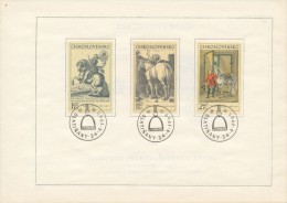 Czechoslovakia / First Day Sheet (1969/12) Slatinany (3): Horse Riding (old Engravings Topics) - Hollar, Dürer, Merian.. - Grabados