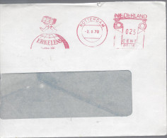 ROTTERDAM 1970 Tarif 25c Machine PR 416 Illustration Globe Transport Charge Colis Enveloppe Raccourcie - Franking Machines (EMA)