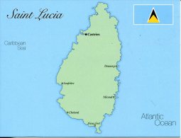 Map - St Lucia Island - Ile De Sainte Lucie - St. Lucia