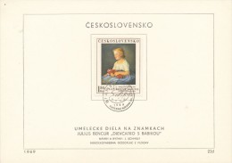 Czechoslovakia / First Day Sheet (1969/23 D) Bratislava: Julius Bencur (1844-1920) "The Little Girl With A Doll" (1863) - Marionnetten