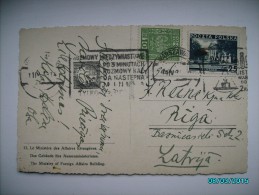 1935 POLAND WARSZAWA  TO LATVIA RIGA  , ADVERTISEMENT CANCELLATIONS   ,  OLD POSTCARD , 0 - Sonstige & Ohne Zuordnung