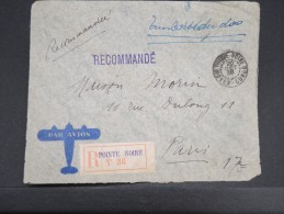 FRANCE- CONGO LETTRE DE POINTE NOIRE EN RECOMMANDE POUR PARIS 1938  PAR AVION   A ETUDIER LOT P2338 - Lettres & Documents