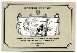 1991 ITALIA COLOMBO SCOPERTA DELL´AMERICA 3° EMISSIONE LIRE 500 ARG FDC - Commémoratives