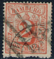 2 Shilling Orangerot - Hamburg Nr. 13 Mit Balken- Und Ortsstempel - Pracht - Hamburg