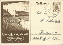 ALEMANIA ENTERO POSTAL JUEGOS OLIMPICOS BERLIN 1936 MAT OLYMPISCHE DORF - Sommer 1936: Berlin