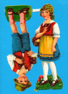 VICTORIAN SCRAPS, DECOUPIS  ANCIENS, LOT 2 CONTE GARCON FILLETE, FAIRY TALE HANSEL & GRETEL  MINT Cond. Ca 7.5 X 12 Cm - Kinder