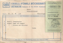 Rechnung  "Orell Füssli, Bücherstube, Zürich"         1956 - Svizzera