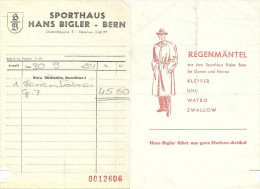 Rechnung  "Sporthaus Bigler, Bern"  (Regenmantel)        1954 - Suiza