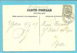 53 Op Kaart Met Treinstempel (ambulant) OSTENDE-BRUXELLES 3 - Bahnpoststempel