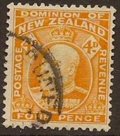 NZ 1909 4d Yellow KEVII SG 390a U ZP173 - Usati