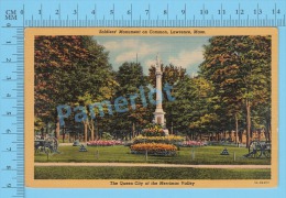 CPSM, Massachusetts ( Soldier's Monument On Common, Lawrence ) Linen Postcard Recto/Verso - Lawrence